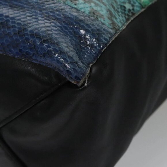 CELINE Tote Bag Leather Black Multicolor Auth 92694 - Picture 3 of 16